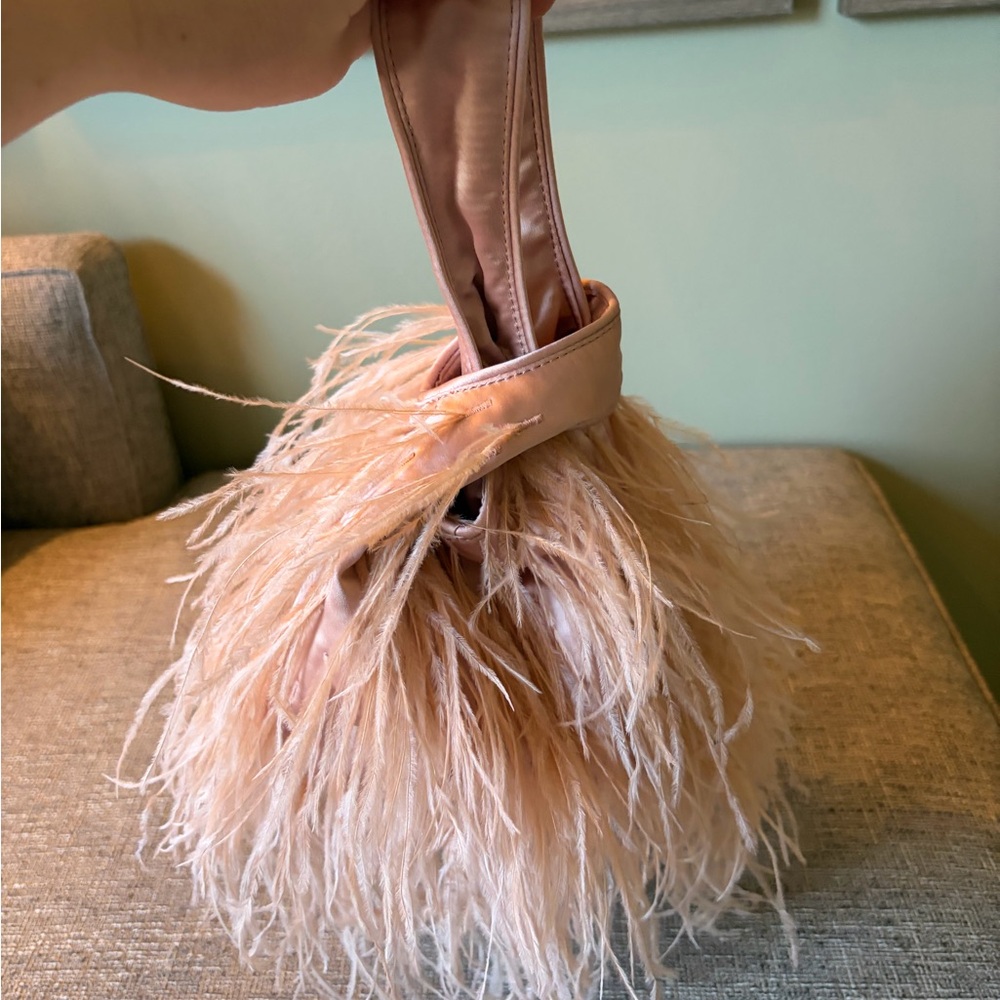 J. Crew Blush Feathered Clutch